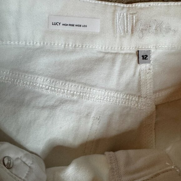Kut From The Kloth Lucy High Rise Wide Leg White Denim Jeans Size 12 NWT - Picture 4 of 6